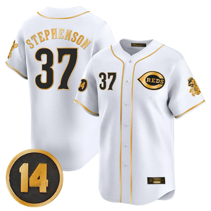 Cincinnati Reds #37 Tyler Stephenson Player White-Gold MIKSHPS Vapor Premier Limited Home Stitched Jerseys