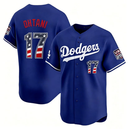 Los Angeles Dodgers #17 Shohei Ohtani Royal MIKSHPS USA 250 Fourth of July Limited Stitched Jersey
