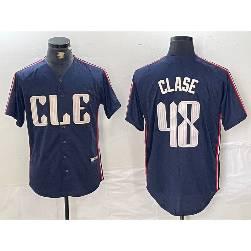 Cleveland Guardians #48 Emmanuel Clase Navy MIKSHPS 2024 City Connect Limited Stitched Jersey