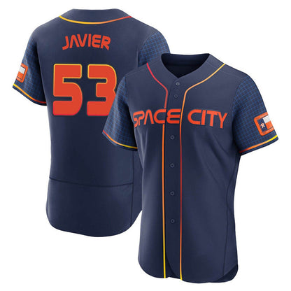 Houston Astros #53 Cristian Javier Player Navy MIKSHPS City Connect Limited Elite Home Stitched Jerseys