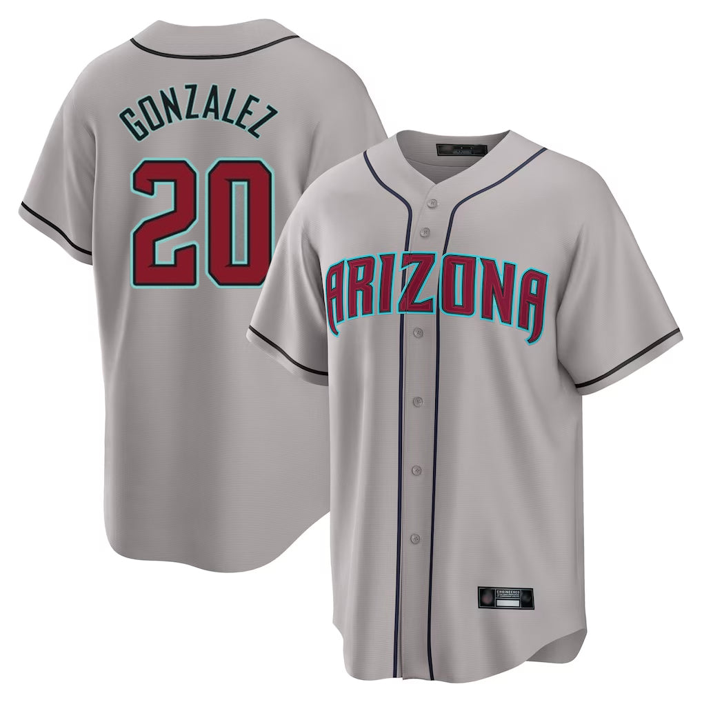 Arizona Diamondbacks #20 Luis Gonzalez Player Gray MIKSHPS Road Home Game Stitched Jerseys
