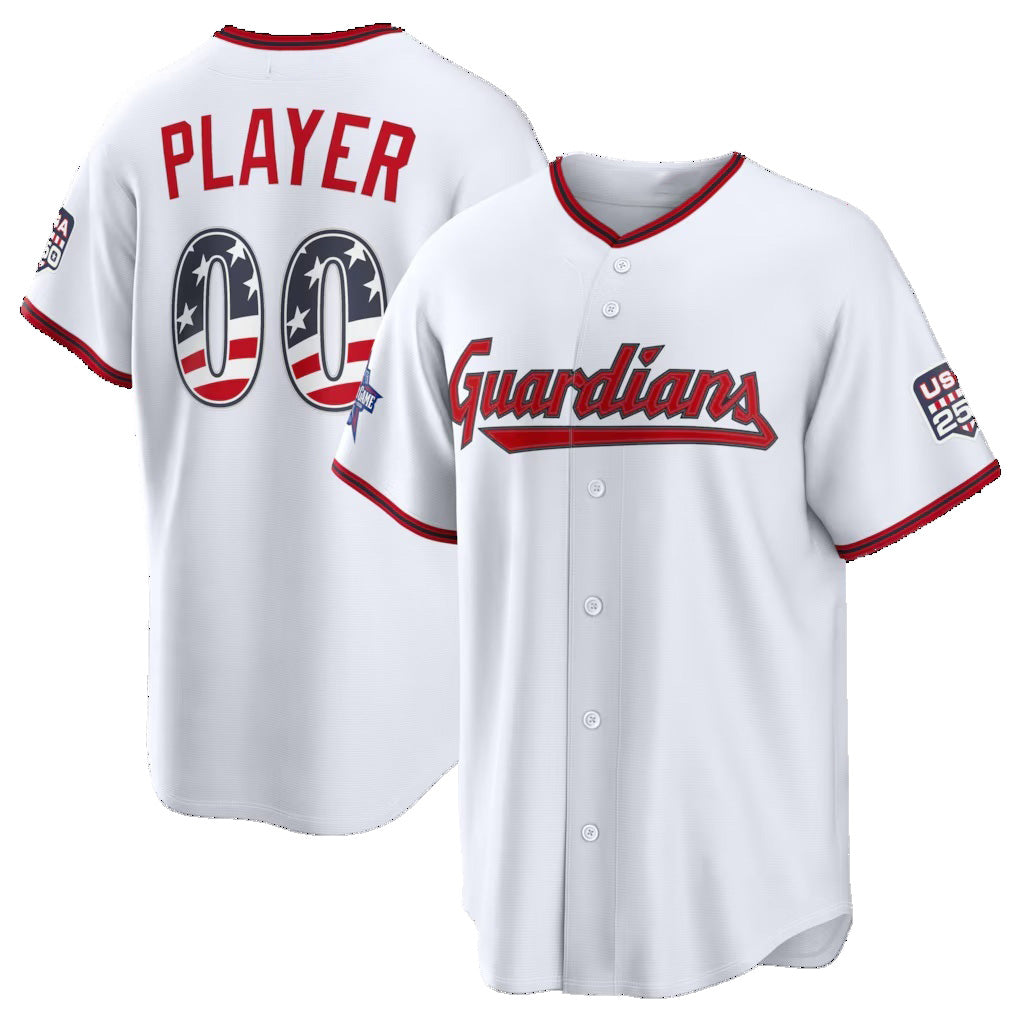 Custom Cleveland Guardians 2026 All-Star Edition Stars & Stripes White MIKSHPS Stadium Pick-A-Player Jersey