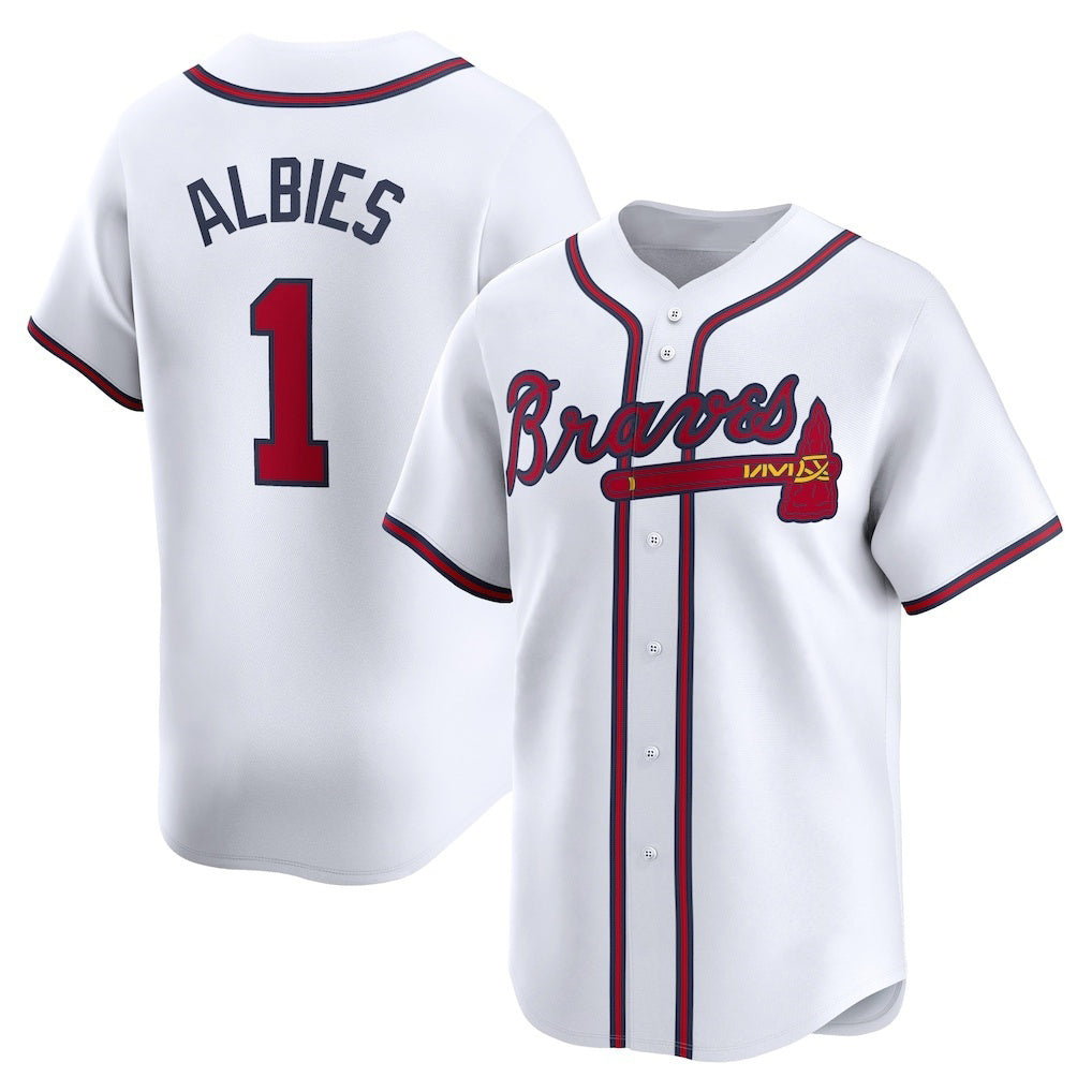 Atlanta Braves #1 Ozzie Albies White MIKSHPS Home Limited Player Jersey