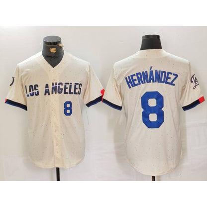 Los Angeles Dodgers #8 Kike Hernandez Number Cream MIKSHPS 2024 City Connect Limited Stitched Jersey 2