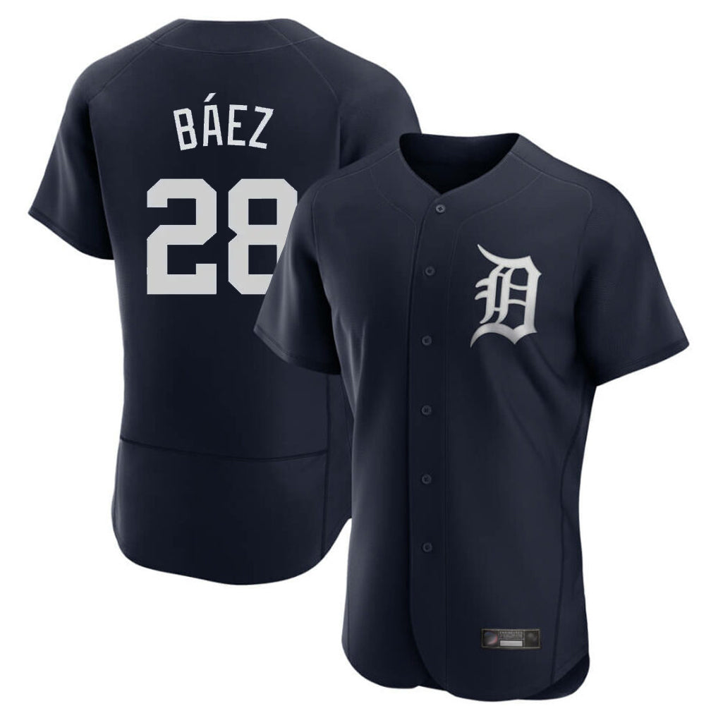 Detroit Tigers #28 Javier Baez Player Navy MIKSHPS Limited Elite Home Stitched Jerseys
