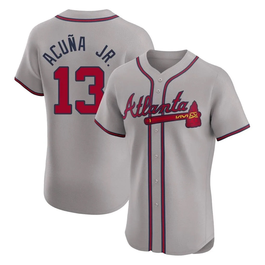 Atlanta Braves #13 Ronald Acuna Jr Player Gray MIKSHPS Limited Elite Home Game Stitched Jerseys