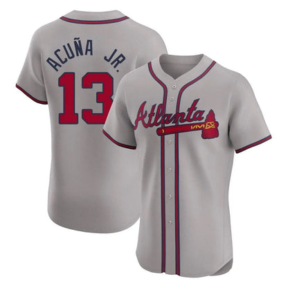 Atlanta Braves #13 Ronald Acuna Jr Player Gray MIKSHPS Limited Elite Home Game Stitched Jerseys