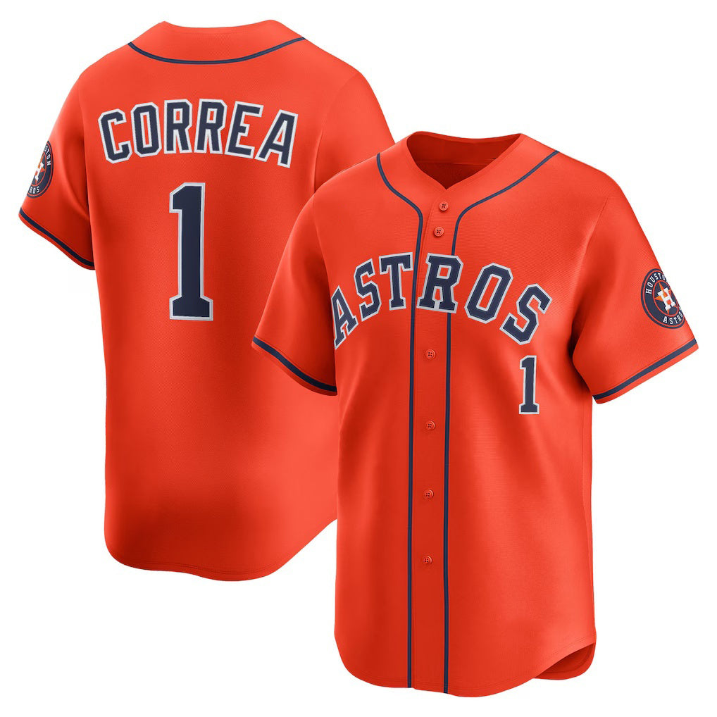 Houston Astros #1 Carlos Correa Orange MIKSHPS Alternate Limited Player Jersey