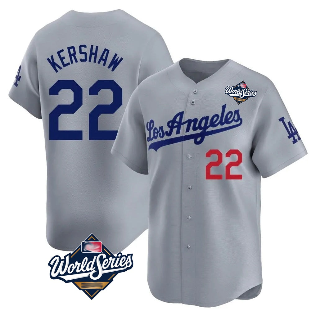 Los Angeles Dodgers #22 Clayton Kershaw Player Gray MIKSHPS World Series Limited Home Stitched Jerseys
