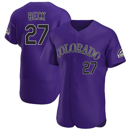 Colorado Rockies #27 Jordan Beck Player Purple MIKSHPS Limited Elite Home Stitched Jerseys