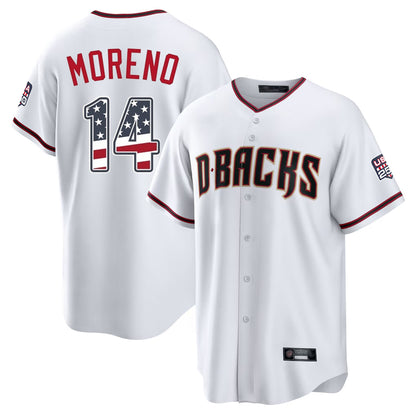 Arizona Diamondbacks #14 Gabriel Moreno Player White MIKSHPS USA 250 Fourth of July Home Game Stitched Jerseys