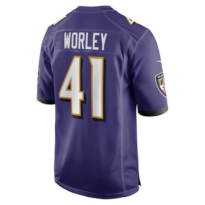 B.Ravens #41 Daryl Worley Purple MIKSHPS Game Player Jersey
