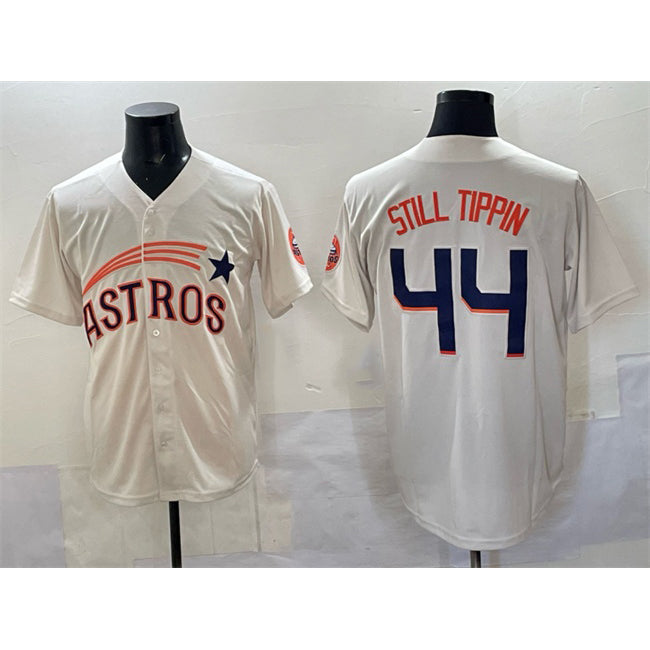 Houston Astros #44 Still Tippin Cream MIKSHPS Throwback Cooperstown Collection Limited Stitched Jersey