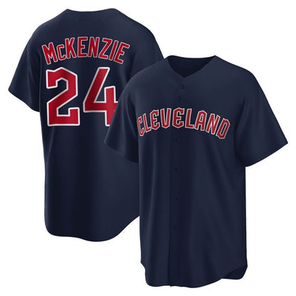 Cleveland Guardians #24 Triston McKenzie Player Navy MIKSHPS Game Home Stitched Jerseys