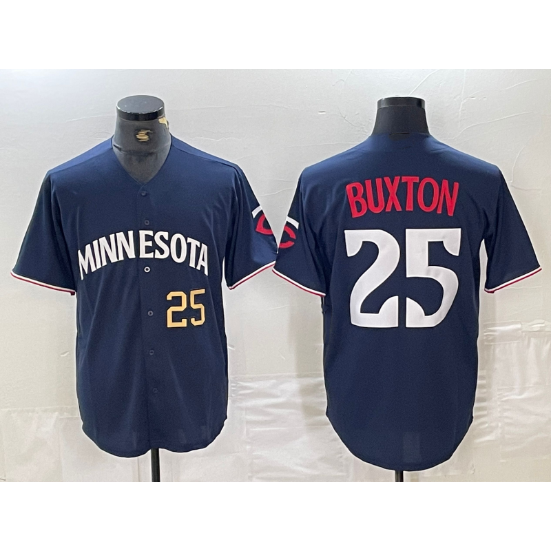 Minnesota Twins #25 Byron Buxton Number 2023 Navy Blue MIKSHPS Cool Base Stitched Jerseys