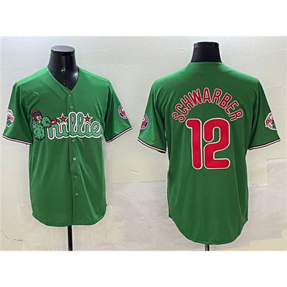 Philadelphia Phillies #12 Kyle Schwarber Green MIKSHPS Phanatic Limited Stitched Jersey