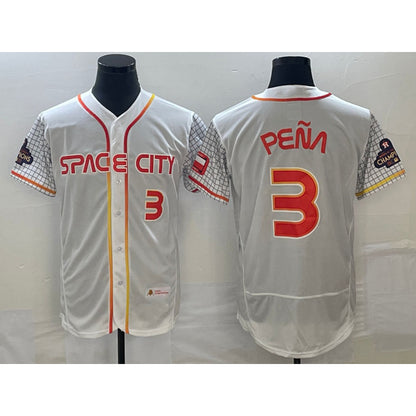 Houston Astros #3 Jeremy Pena Number White MIKSHPS 2023 City Connect Flex Base Stitched Jersey 3