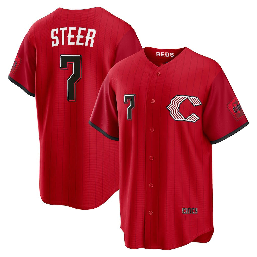 Cincinnati Reds #7 Spencer Steer Red MIKSHPS 2026 City Connect Stadium Jersey