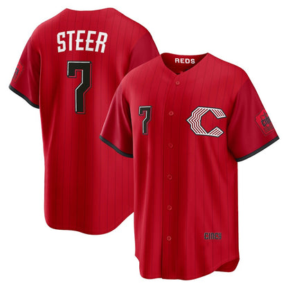 Cincinnati Reds #7 Spencer Steer Red MIKSHPS 2026 City Connect Stadium Jersey