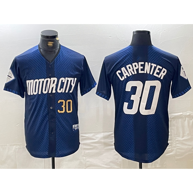Detroit Tigers #30 Kerry Carpenter Number 2024 Navy MIKSHPS City Connect Cool Base Limited Stitched Jersey 2