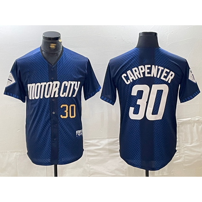 Detroit Tigers #30 Kerry Carpenter Number 2024 Navy MIKSHPS City Connect Cool Base Limited Stitched Jersey 2