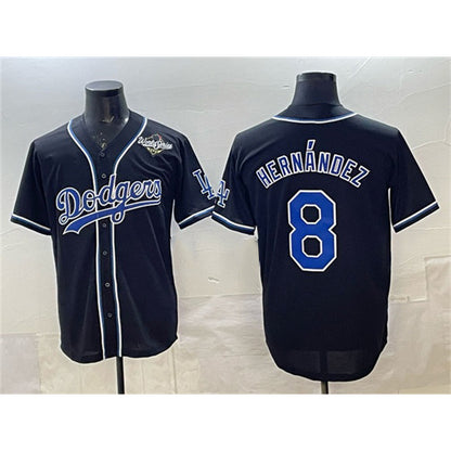 Los Angeles Dodgers #8 Enrique Hernandez Black MIKSHPS Fashion 2025 World Series Cool Base Stitched Jersey