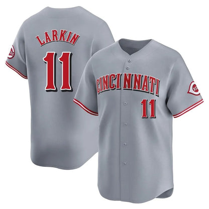 Cincinnati Reds #11 Barry Larkin Player Gray MIKSHPS Home Limited Stitched Jerseys