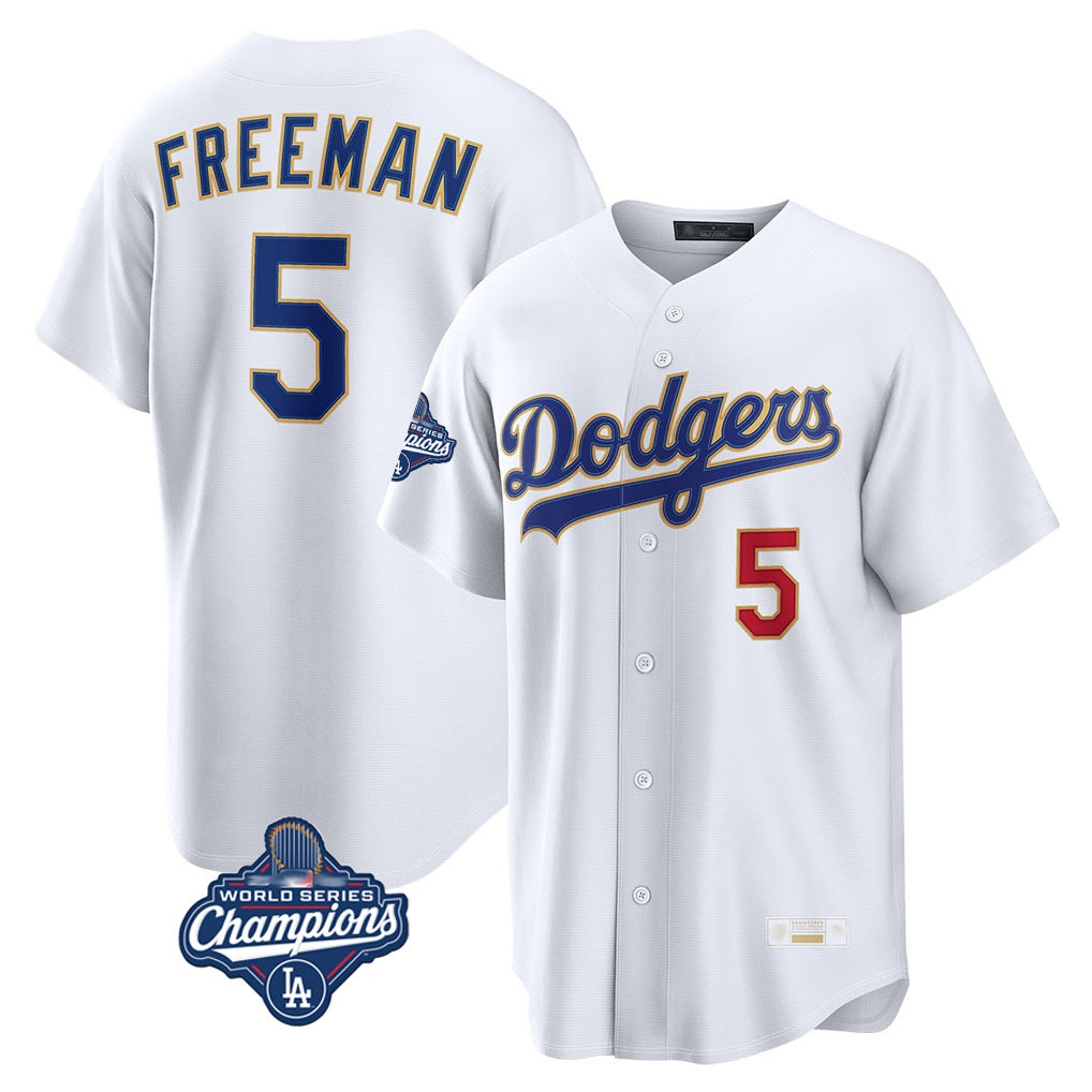 Los Angeles Dodgers #5 Freddie Freeman Player Gold White MIKSHPS World Series Meet 2026 Collection Stadium Limited Stitched Jerseys