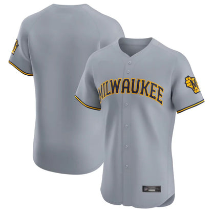 Milwaukee Brewers Blank Player Gray MIKSHPS Home Limited Elite Stitched Jerseys