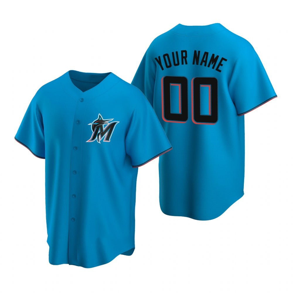 Custom Miami Marlins Blue MIKSHPS Stitched Cool Base Jersey