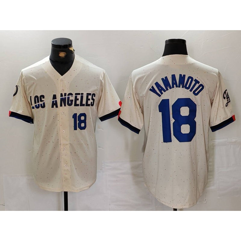 Los Angeles Dodgers #18 Yoshinobu Yamamoto Number Cream MIKSHPS 2024 City Connect Limited Stitched Jersey 2