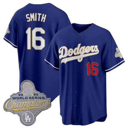 Los Angeles Dodgers #16 Will Smith Royal MIKSHPS 2026 Alternate Gold Collection Stadium Stitched Jersey