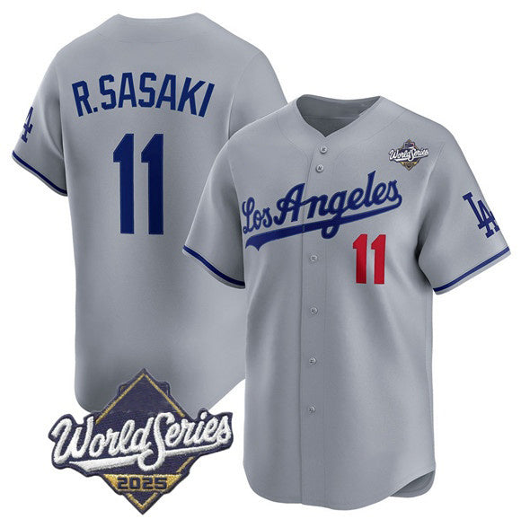 Los Angeles Dodgers #11 Roki Sasaki Gray MIKSHPS 2025 World Series Stitched Jersey