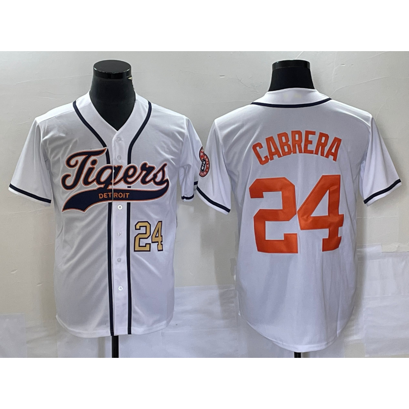 Detroit Tigers #24 Miguel Cabrera Number White MIKSHPS Cool Base Stitched Jersey