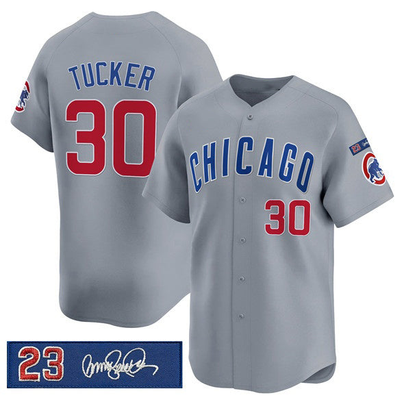 Chicago Cubs #30 Kyle Tucker Gray MIKSHPS 'Ryne Sandberg Tribute' Vapor Limited V3 Stitched Jersey