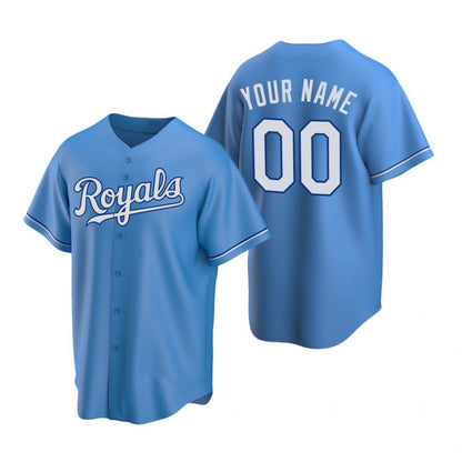 Custom Kansas City Royals Light Blue MIKSHPS Stitched Cool Base Jersey