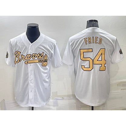 Atlanta Braves #54 Max Fried White MIKSHPS 2022 All Star Stitched Cool Base Jersey