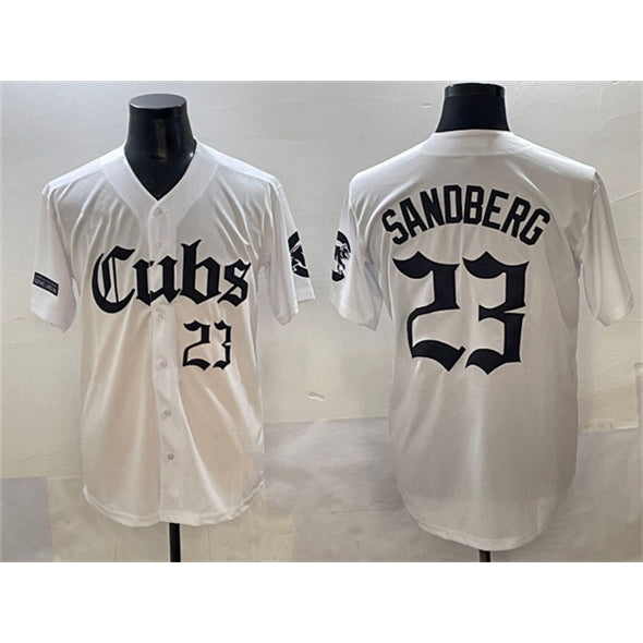 Chicago Cubs #23 Ryne Sandberg White MIKSHPS 'Gothic North Side Edition' Vapor Premier Limited Stitched Jersey