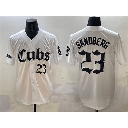 Chicago Cubs #23 Ryne Sandberg White MIKSHPS 'Gothic North Side Edition' Vapor Premier Limited Stitched Jersey