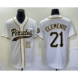 Pittsburgh Pirates #21 Roberto Clemente Number White MIKSHPS Cool Base Stitched Jersey