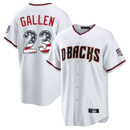 Arizona Diamondbacks #23 Zac Gallen Player White MIKSHPS USA 250 Fourth of July Home Game Stitched Jerseys