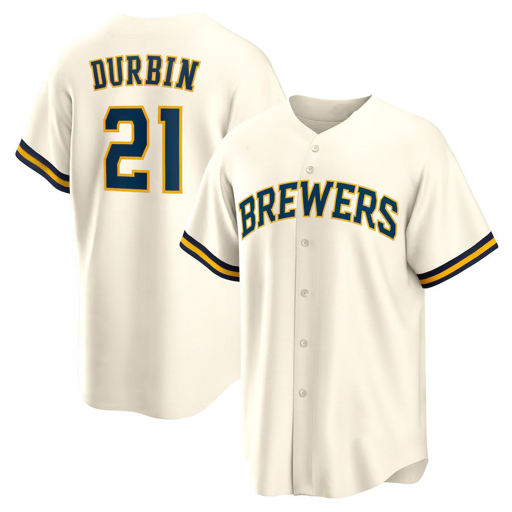 Milwaukee Brewers #21 Caleb Durbin Cream MIKSHPS Home Replica Jersey