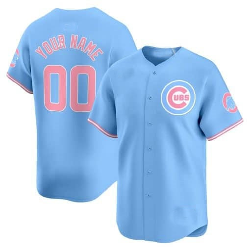 Custom Chicago Cubs Bubblegum Pink Vapor Premier Limited Jersey ¨C Blue MIKSHPS