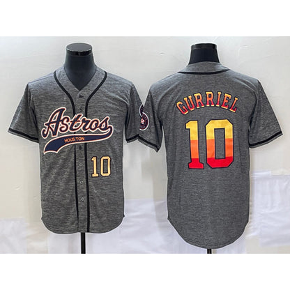 Houston Astros #10 Yuli Gurriel Number Grey MIKSHPS Gridiron Cool Base Stitched Jersey 2