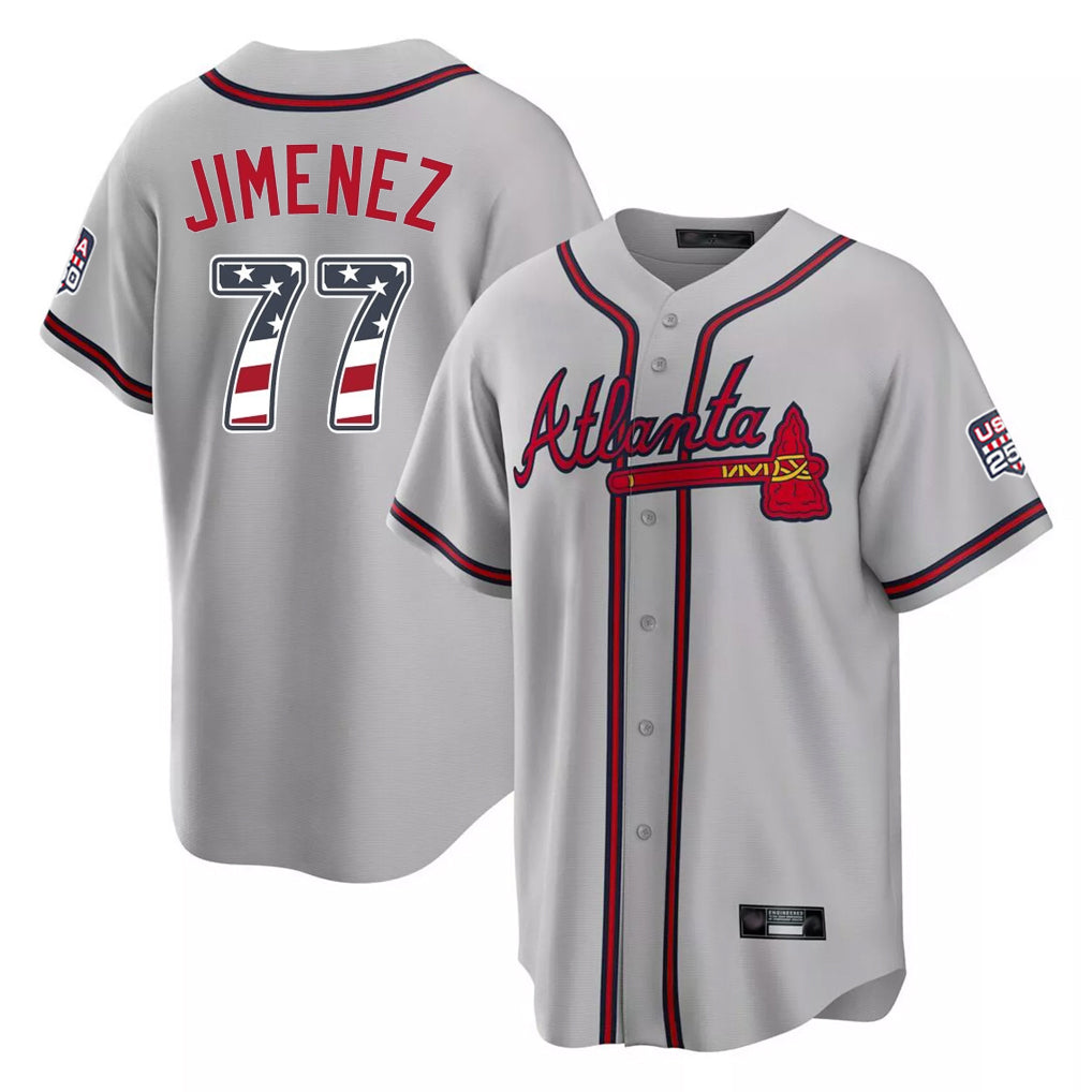 Atlanta Braves #77 Joe Jimenez Player Gray MIKSHPS USA 250 Fourth Of July Limited Home Game Stitched Jerseys