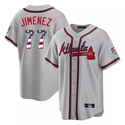 Atlanta Braves #77 Joe Jimenez Player Gray MIKSHPS USA 250 Fourth Of July Limited Home Game Stitched Jerseys