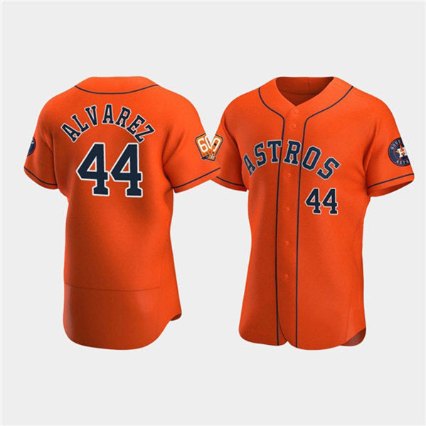 Houston Astros #44 Yordan Alvarez Orange MIKSHPS 60th Anniversary Flex Base Stitched Jersey