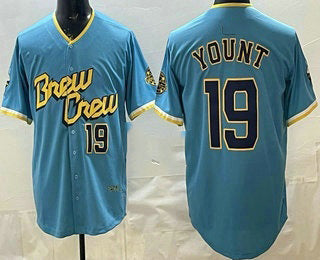Milwaukee Brewers #19 Robin Yount Powder Blue MIKSHPS Limited Jersey
