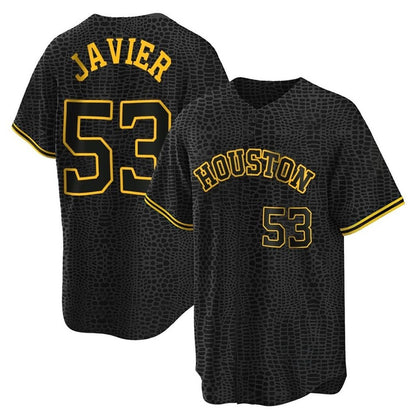 Houston Astros #53 Cristian Javier Player Black MIKSHPS Snake Skin City Home Game Stitched Jerseys