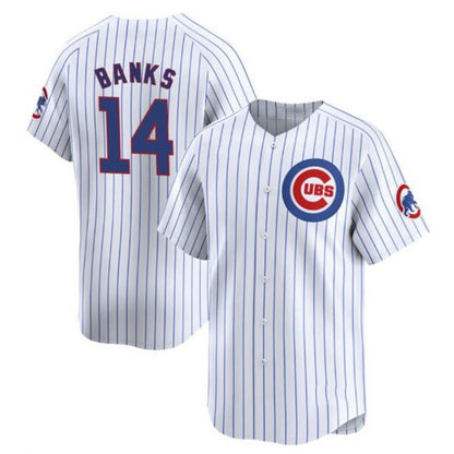 Chicago Cubs #14 Ernie Banks White MIKSHPS Cool Base Stitched Jersey